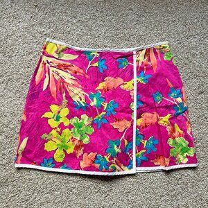 Y2K Pink Hawaiian Tropical Skort Multicolor Summer Vacation Bandolino Size 12